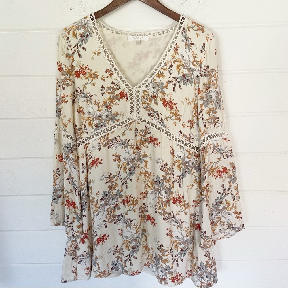 EUC Revolve Wayf Pembrook Beige
Floral Boho Swing Mini Dress Size Medium - Picture 4 of 10